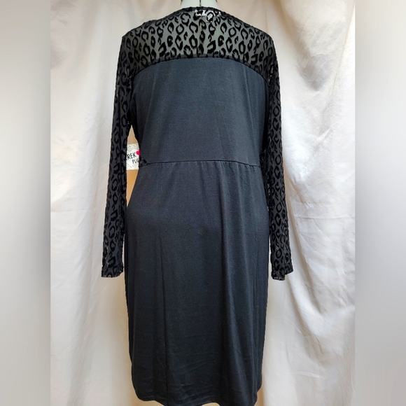 Black dress with mesh leapoard print - Picture 5 of 6